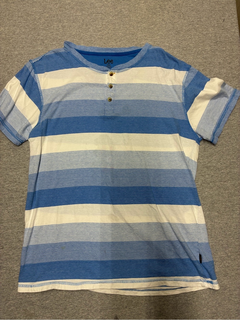 Lee Boys' Light & Dark Blue Striped Henley Tee